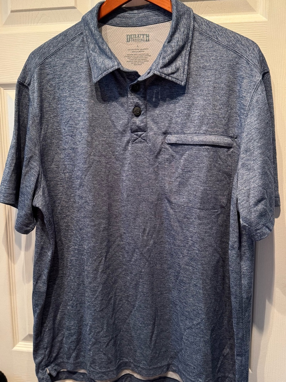 Duluth Trading Co Heathered Navy Short-Sleeve Active Polo men’s Large